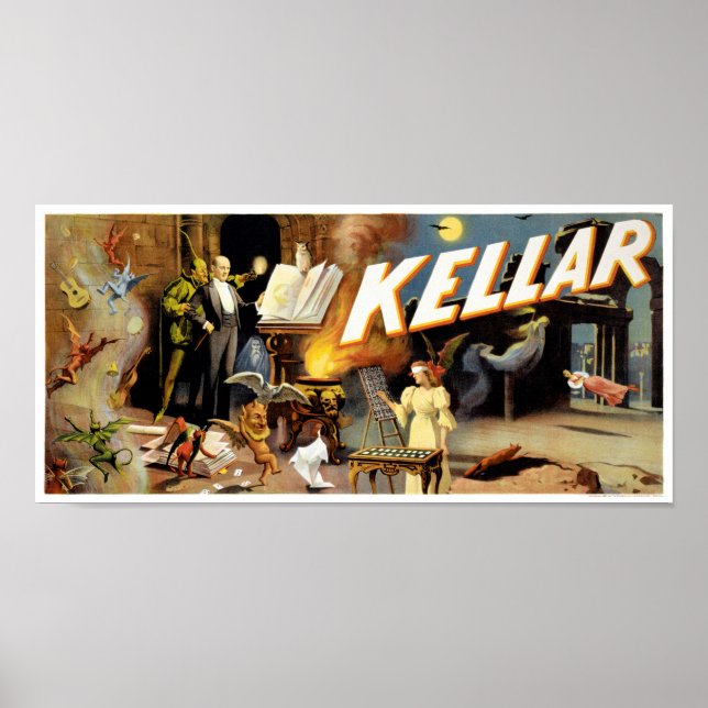 Harry Kellar Magician 1894 Vintage Poster restauri (Vorne)
