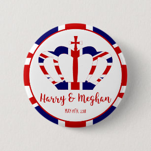 Harry & Meghan Crown   Königliche Hochzeitsfeier Button