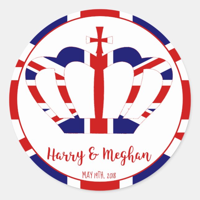 Harry & Meghan Crown | Königliche Hochzeitsfeier Runder Aufkleber (Vorderseite)