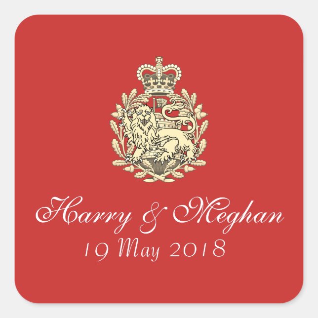 Harry Meghan Mariage royal Stickers rouges (Carré) (Devant)