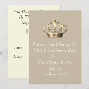 Harry & Meghan Royal Crown Invitation (Taupe) Einladung