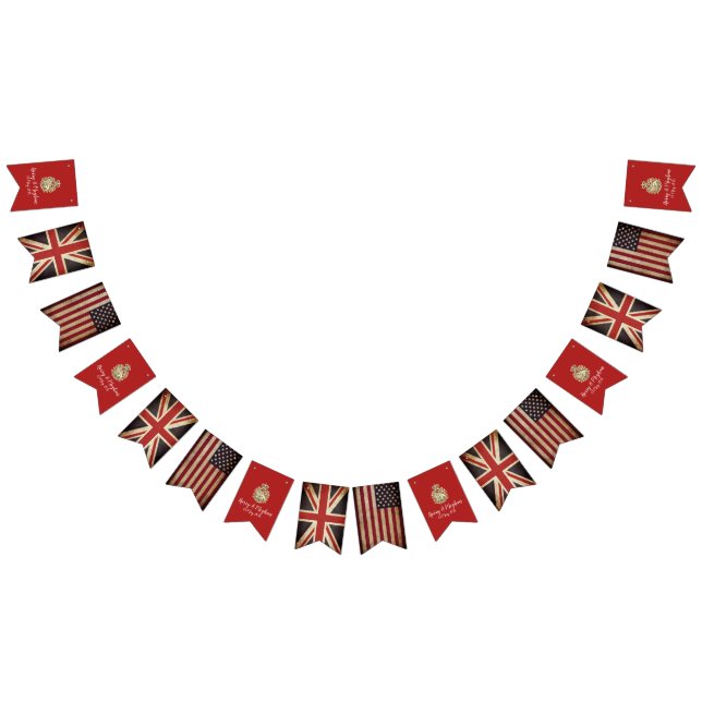 Harry Meghan UK USA Flag Wedding Party Banner (Alle)