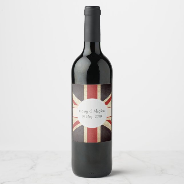 Harry & Meghan Union Jack Wine Label Weinetikett (Vorderseite)