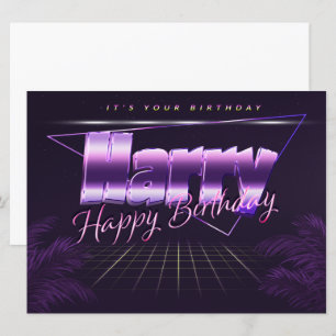 Harry Name Vorname lila retro Karte Geburtstag