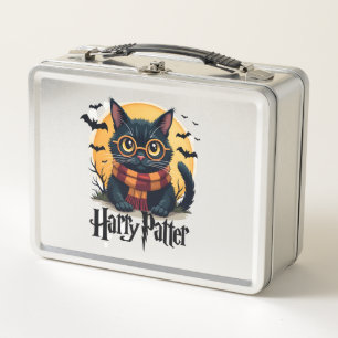 Harry Pawter Hexe schwarze Katze Halloween lustige Metall Brotdose