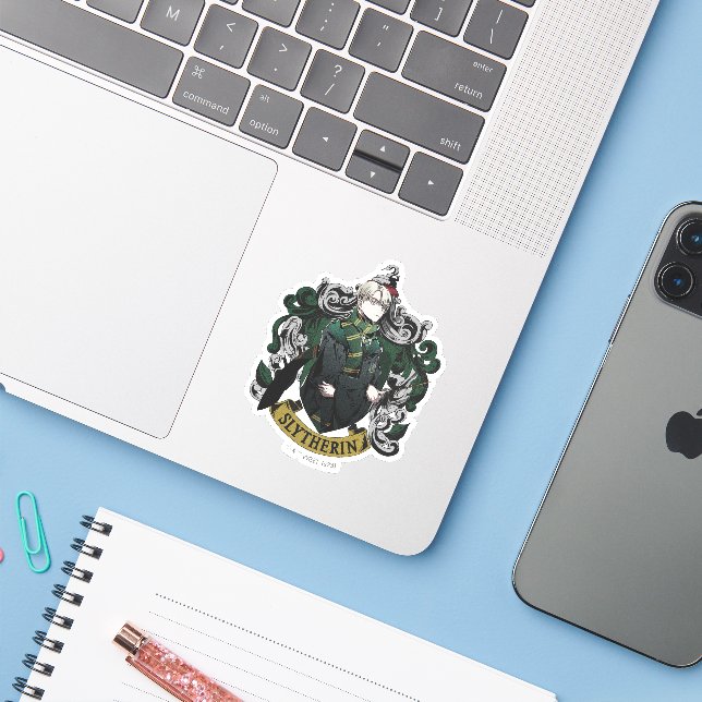 HARRY POTTER™ | Anime Draco Malfoy House Wappen Aufkleber (Laptop mit iPhone)