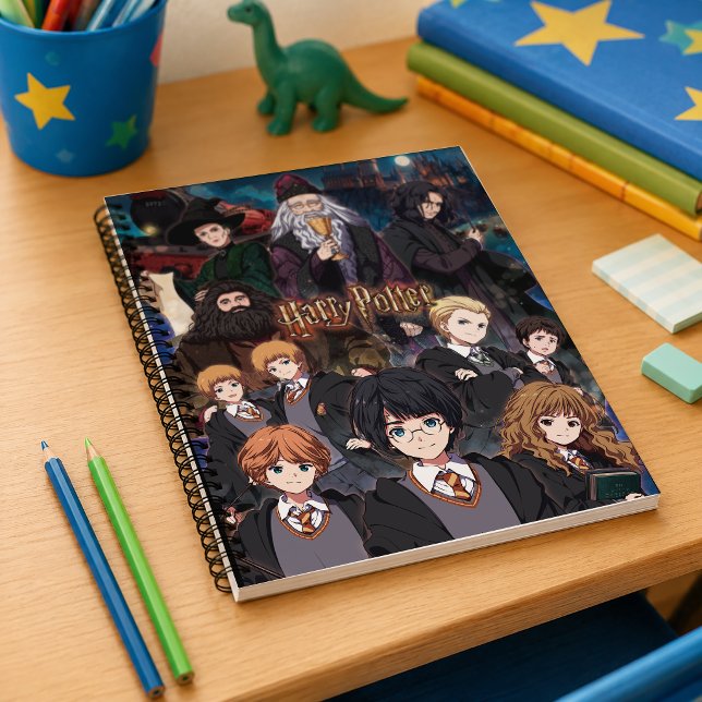 HARRY POTTER™ Anime-Ensemble-Szene Notizbuch (Simulated notebook on desk)