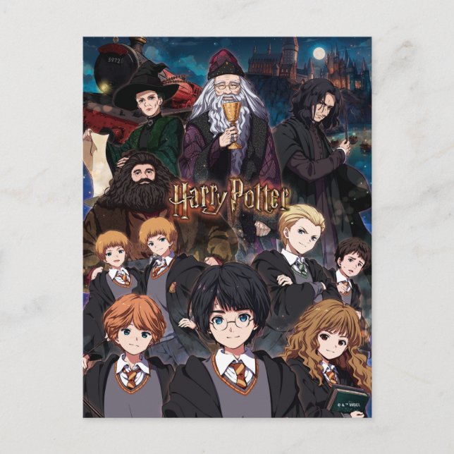 HARRY POTTER™ Anime-Ensemble-Szene Postkarte (Vorderseite)