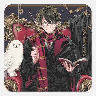 HARRY POTTER™   Anime HARRY POTTER™ Sitzend Quadratischer Aufkleber