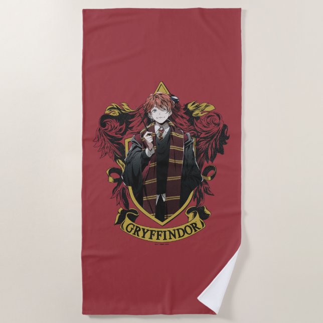 HARRY POTTER™ | Anime Ron Weasley House Crest Strandtuch (Vorderseite)