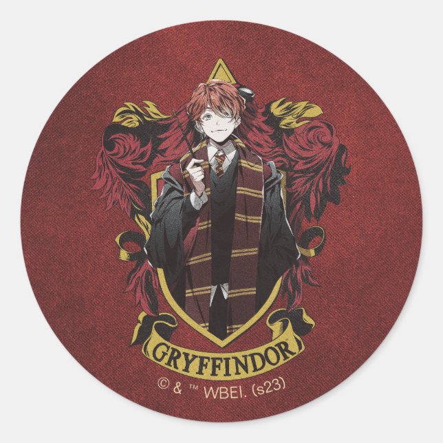 HARRY POTTER™ | Anime Ron Weasley House Wappen Runder Aufkleber (Vorderseite)