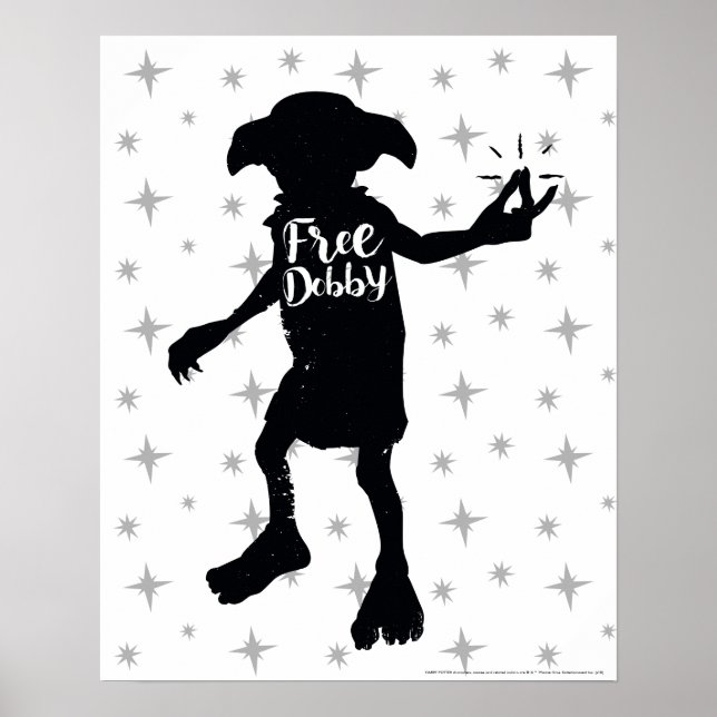 Harry Potter | "Befreie Dobby" Silhouetten-Typogra Poster (Vorne)