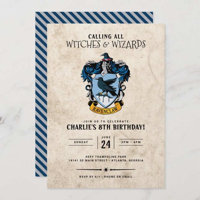 Harry Potter Birthday | Einladung von Ravenclaw (Vorne/Hinten)