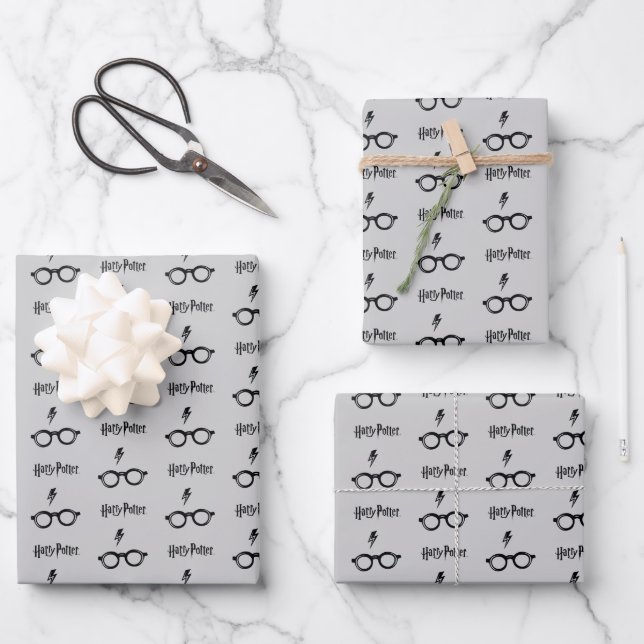 Harry Potter | Blitzspur und Brille Geschenkpapier Set (Vorderseite)