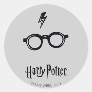 Harry Potter Blitzspur und Brille Runder Aufkleber