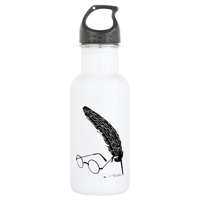 Harry Potter | Brille und Federhalter Edelstahlflasche (Vorderseite)