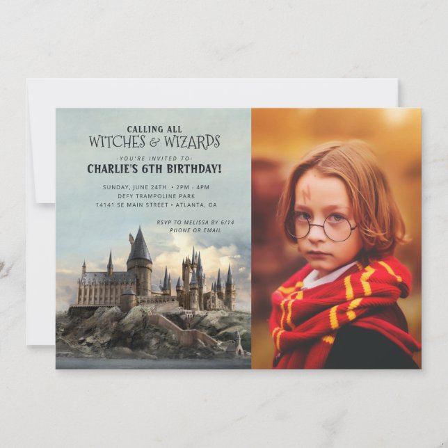 Harry Potter | Burg Hogwarts Geburtstag - Foto Einladung (Vorderseite)
