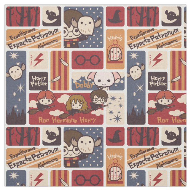 Harry Potter Cartoon Scenes Pattern Stoff (Muster)