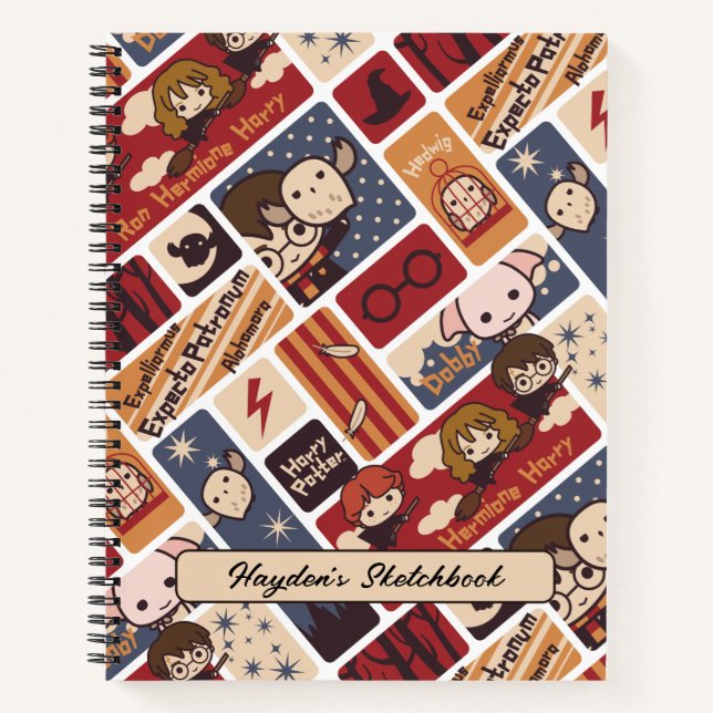 Harry Potter Cartoon Scenes Pattern Zeichnend Notizbuch (Vorderseite)