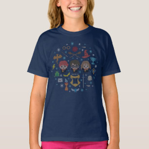 Harry Potter Cartoon-Stickerei-Kollage T-Shirt