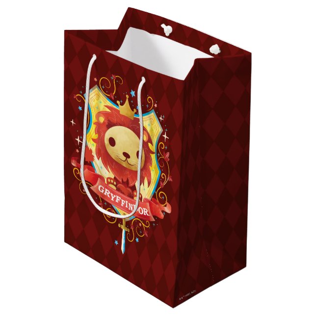 Harry Potter | Charming GRYFFINDOR™ Wappen Mittlere Geschenktüte (Vorderseite Schrägansicht)
