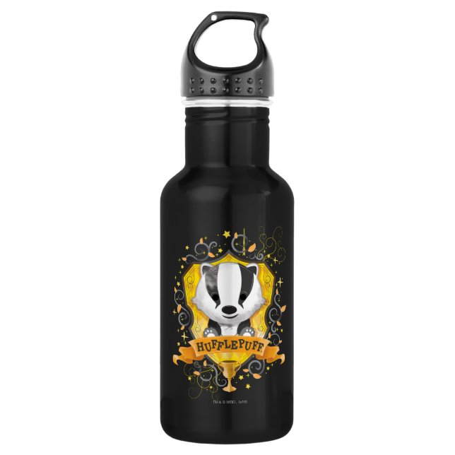 Harry Potter | Charming HUFFLEPUFF™ Wappen Edelstahlflasche (Vorderseite)