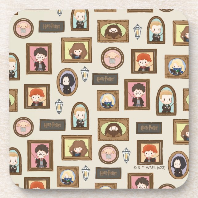 HARRY POTTER™ Chibi-Bilderrahmen-Muster Getränkeuntersetzer (Vorderseite)