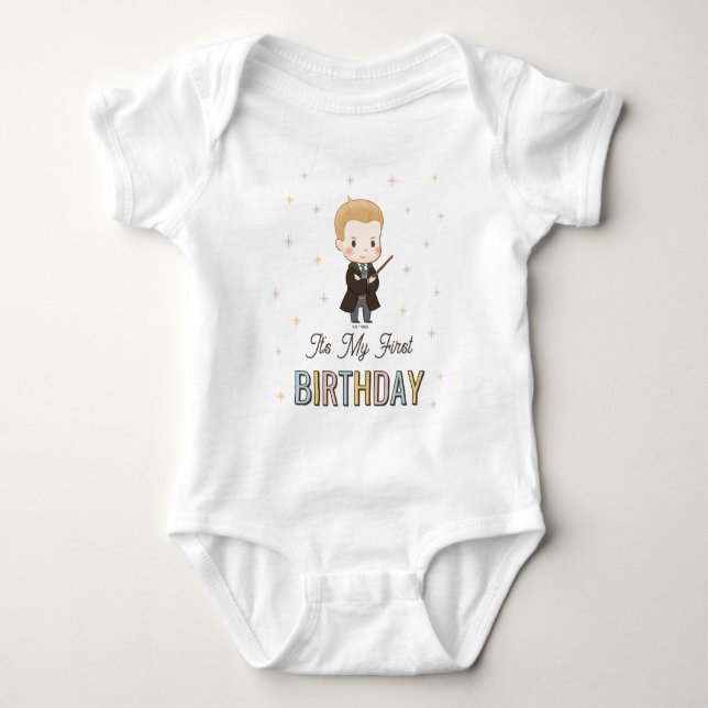 Harry Potter Chibi Draco Malfoy Wizard Birthday Baby Strampler (Vorderseite)