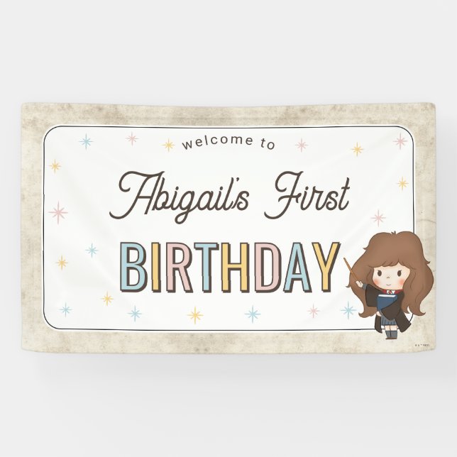 Harry Potter Chibi Hermione Wizard Birthday Banner (Horizontal)