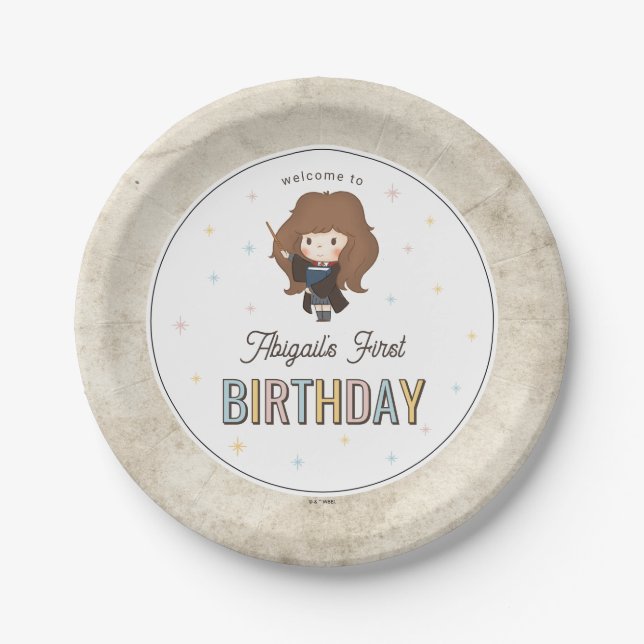 Harry Potter Chibi Hermione Wizard Birthday Pappteller (Vorderseite)