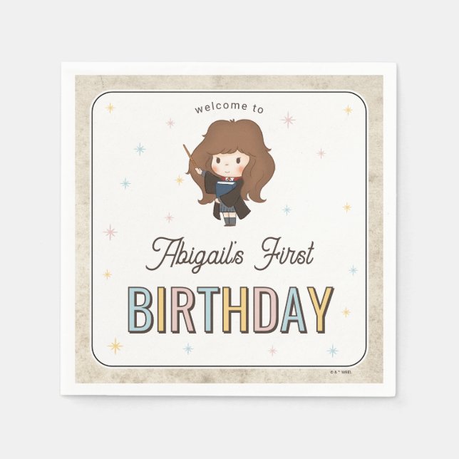 Harry Potter Chibi Hermione Zauberer Geburtstag Serviette (Vorderseite)