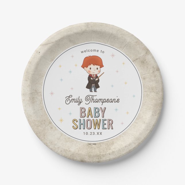 Harry Potter Chibi Ron Weasley Wizard Baby Shower Pappteller (Vorderseite)