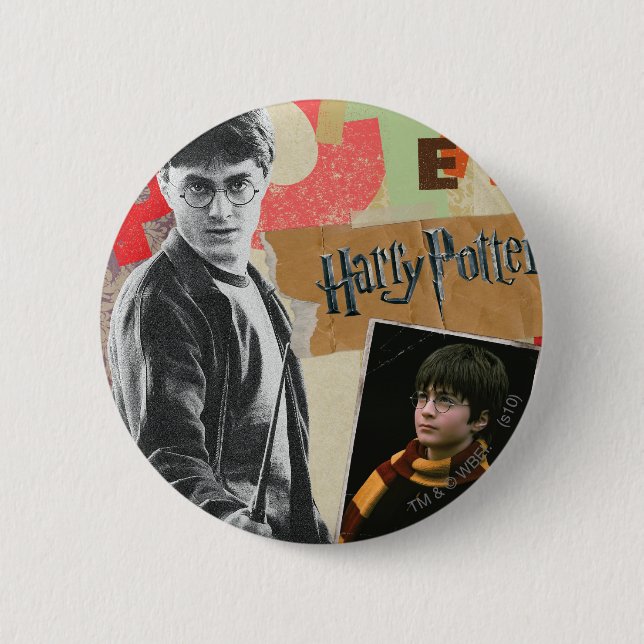Harry Potter damals und heute Button (Vorderseite)