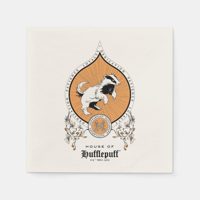 HARRY POTTER™ | Delicate Sketch HUFFLEPUFF™ Wappen Serviette (Vorderseite)