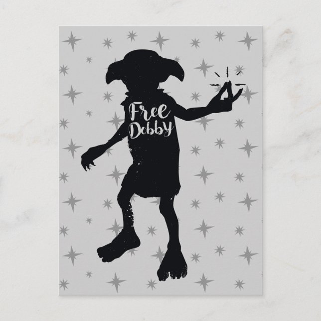 Harry Potter | "Dobby frei" Silhouette-Typografie Postkarte (Vorderseite)