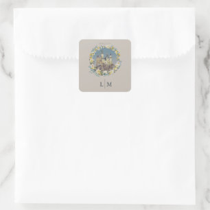 Harry Potter   Florale Hogwarts-Schloss-Hochzeit Quadratischer Aufkleber