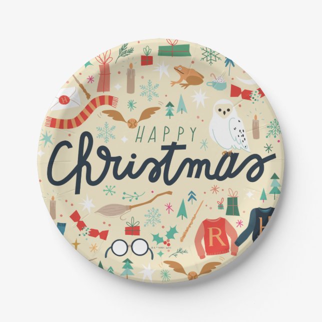 Harry Potter | Frohe Weihnachten mit festlichen Ik Pappteller (Vorderseite)