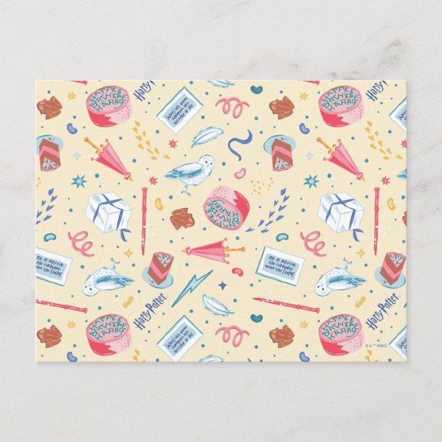 HARRY POTTER™ Geburtstagsfeiermuster Postkarte (Vorderseite)