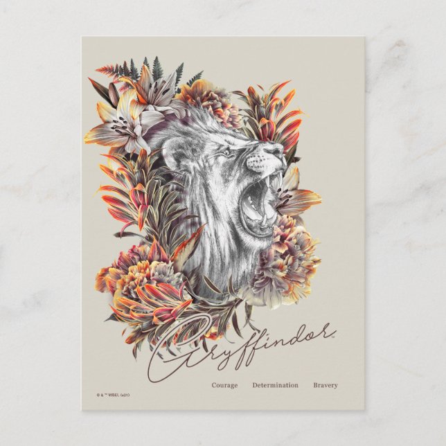 HARRY POTTER™ GRYFFINDOR™ Floral Graphic Postkarte (Vorderseite)