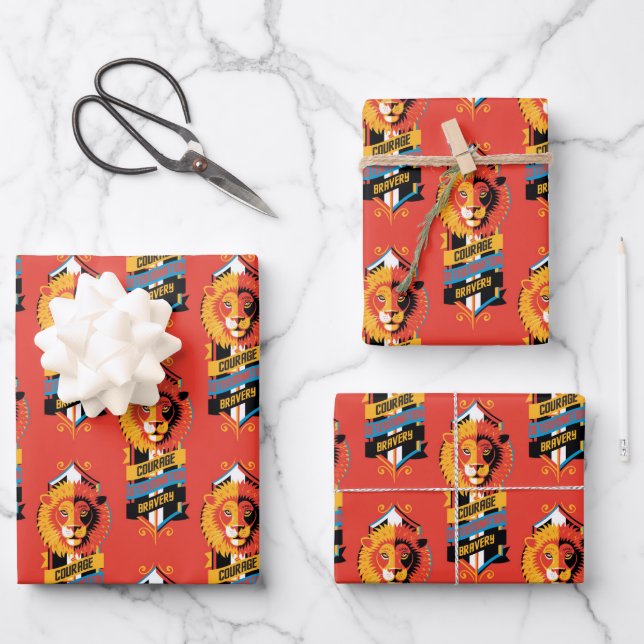 Harry Potter | GRYFFINDOR™ House Tracks Sigil Geschenkpapier Set (Vorderseite)
