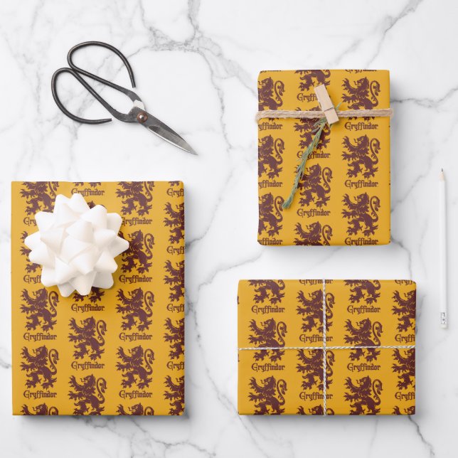 Harry Potter Gryffindor | Lion Graphic Geschenkpapier Set (Vorderseite)