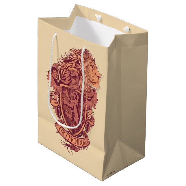 Harry Potter | Gryffindor Lion Wappen Mittlere Geschenktüte (Vorderseite Schrägansicht)