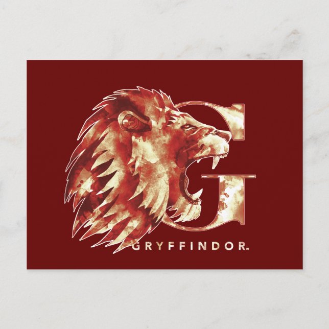 Harry Potter | GRYFFINDOR™ Lion Watercolor Postkarte (Vorderseite)