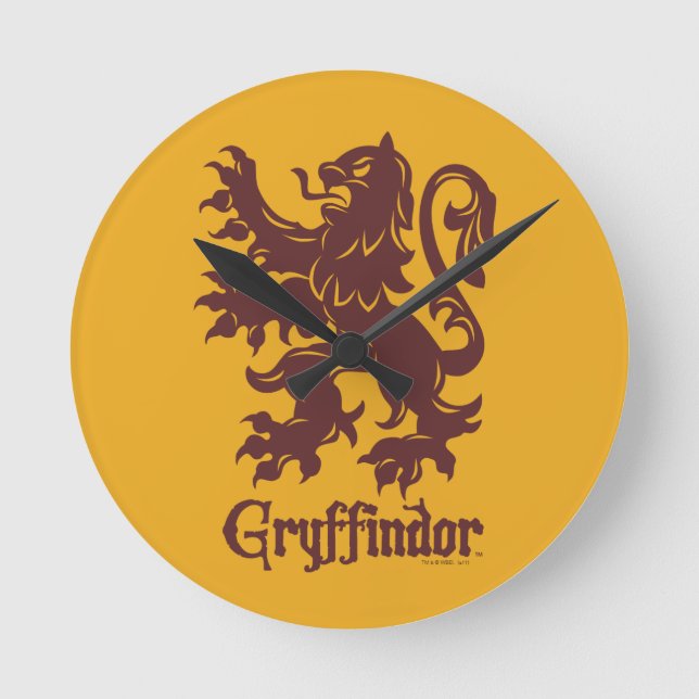 Harry Potter | Gryffindor Löwe Grafik Runde Wanduhr (Vorderseite)