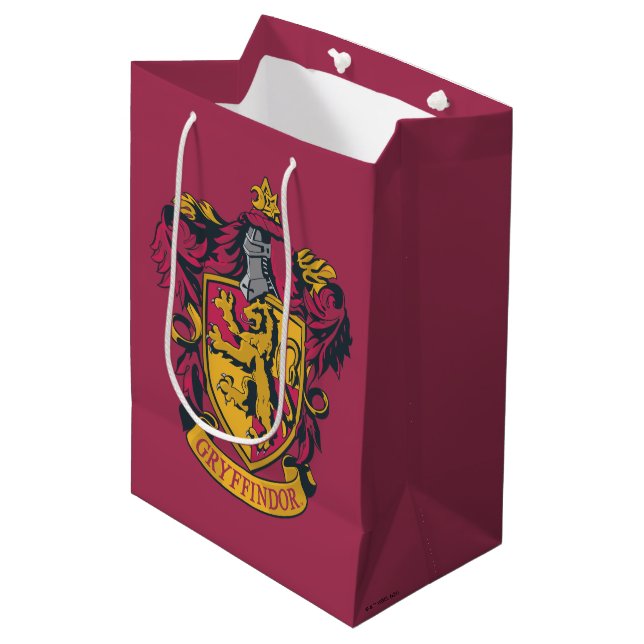 Harry Potter | Gryffindor Wappen Gold und Rot Mittlere Geschenktüte (Vorderseite Schrägansicht)