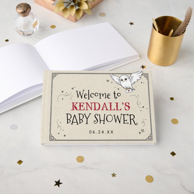 Harry Potter | Hedwig Baby Shower Gästebuch (Vorderseite Offen)