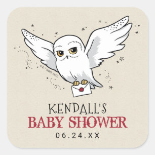 Harry Potter   Hedwig-Baby-Shower-Quadrat-Aufklebe Quadratischer Aufkleber