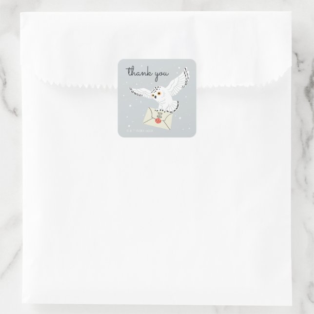 Harry Potter Hedwig Baby Shower Vielen Dank Quadratischer Aufkleber (Tasche)