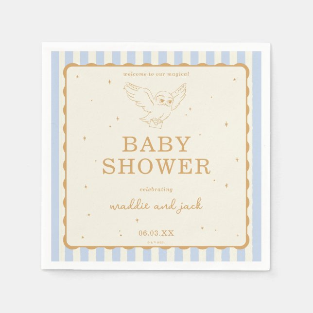 Harry Potter Hedwig Blau gestreift Baby Shower Serviette (Vorderseite)