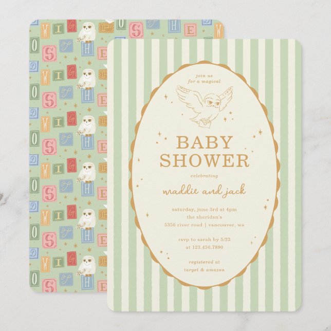 Harry Potter Hedwig Gender Neutral Baby Shower Einladung (Vorne/Hinten)